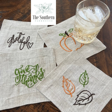 Load image into Gallery viewer, Set of 4 Embroidered Cocktail Napkins - Thanksgiving, Fall, Harvest
