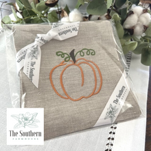 Load image into Gallery viewer, Set of 4 Embroidered Cocktail Napkins - Thanksgiving, Fall, Harvest