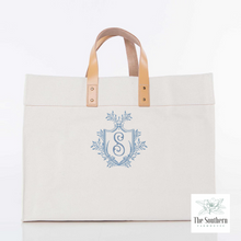 Load image into Gallery viewer, Canvas Tote - Laurel Crest Monogram