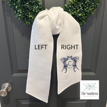 Load image into Gallery viewer, Linen Wreath/Basket Sash - Vintage Bird Crest Monogram