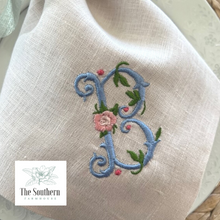 Load image into Gallery viewer, Vintage Rose Monogrammed Luncheon, Dinner & Cocktail Napkins