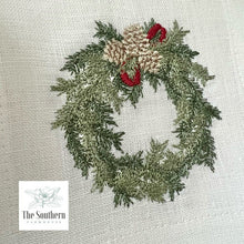 Load image into Gallery viewer, Set of 4 Embroidered Christmas Cocktail Napkins - Christmas Wreath