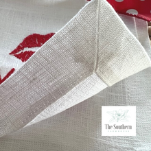 Load image into Gallery viewer, Set of 4 Embroidered Cocktail Napkins - Valentine Kisses XOXO