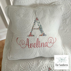 Heirloom Cotton Baby Quilt & Pillow Cover - Floral Alphabet