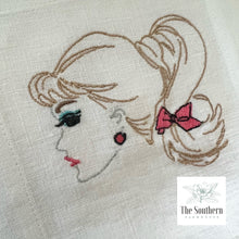 Load image into Gallery viewer, Set of 4 Embroidered Cocktail Napkins - Vintage Barbie
