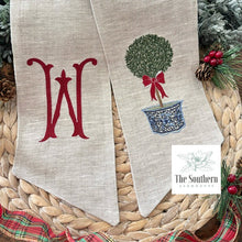 Load image into Gallery viewer, Linen Wreath/Basket Sash - Chinoiserie Christmas Topiary
