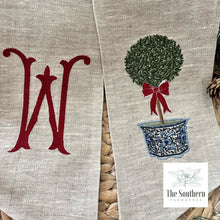 Load image into Gallery viewer, Linen Wreath/Basket Sash - Chinoiserie Christmas Topiary
