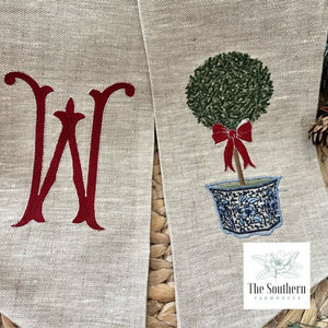 Linen Wreath/Basket Sash - Chinoiserie Christmas Topiary
