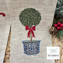 Load image into Gallery viewer, Linen Wreath/Basket Sash - Chinoiserie Christmas Topiary

