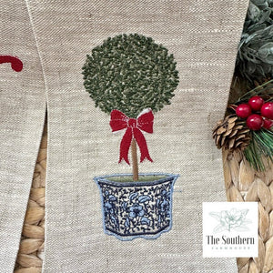 Linen Wreath/Basket Sash - Chinoiserie Christmas Topiary