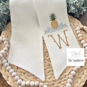 Linen Wreath/Basket Sash - Pineapple Frame Monogram