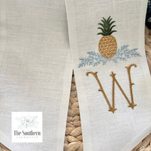 Load image into Gallery viewer, Linen Wreath/Basket Sash - Pineapple Frame Monogram
