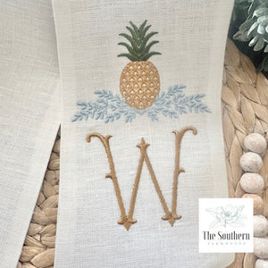 Linen Wreath/Basket Sash - Pineapple Frame Monogram