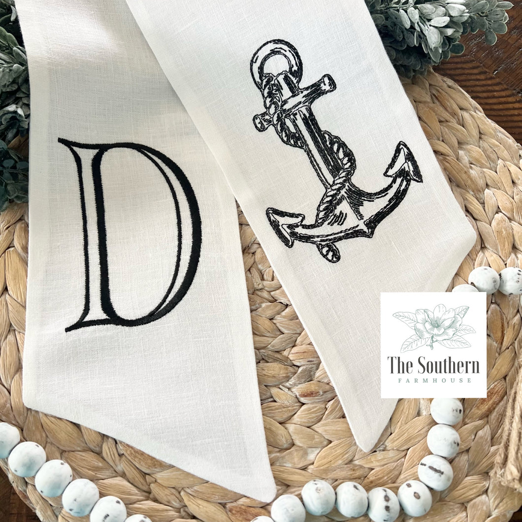 Linen Wreath/Basket Sash - Anchors Away
