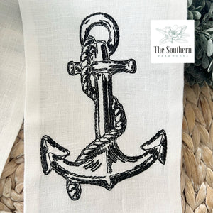 Linen Wreath/Basket Sash - Anchors Away
