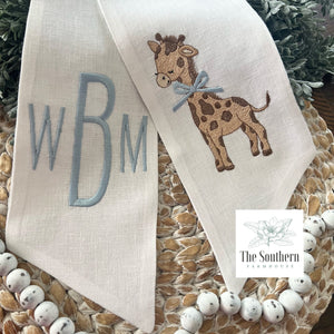 Linen Wreath/Basket Sash - Baby Giraffe