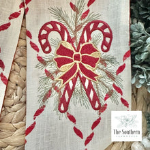 Load image into Gallery viewer, Linen Wreath/Basket Sash - Candy Cane Lane Limited Edition Sash

