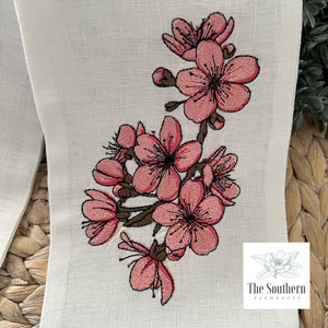 Linen Wreath/Basket Sash - Cherry Blossom Monogram