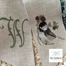 Load image into Gallery viewer, Linen Wreath/Basket Sash - Chickadee

