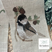Load image into Gallery viewer, Linen Wreath/Basket Sash - Chickadee
