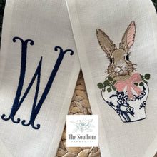 Load image into Gallery viewer, Linen Wreath/Basket Sash - Chinoiserie Bunny
