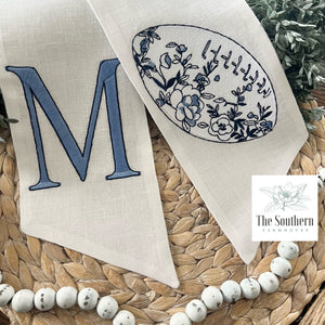 Linen Wreath/Basket Sash - Chinoiserie Football