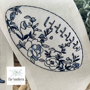 Linen Wreath/Basket Sash - Chinoiserie Football