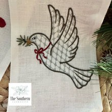 Load image into Gallery viewer, Linen Wreath/Basket Sash - Christmas Dove

