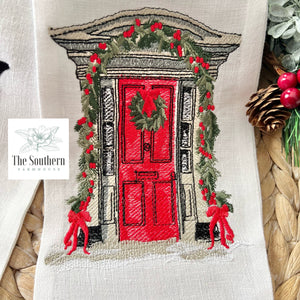 Linen Wreath/Basket Sash - Holiday Front Door