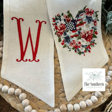 Load image into Gallery viewer, Linen Wreath/Basket Sash - In Our Hearts Floral American Flag
