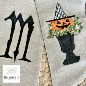 Linen Wreath/Basket Sash - Jack-O-Lantern Topiary