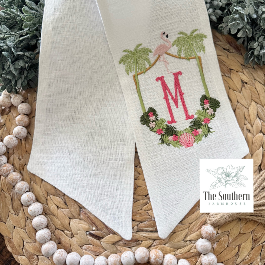 Linen Wreath/Basket Sash - Palm Beach Crest