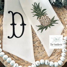 Load image into Gallery viewer, Linen Wreath/Basket Sash - Pineapple Monogram
