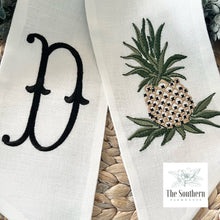 Load image into Gallery viewer, Linen Wreath/Basket Sash - Pineapple Monogram

