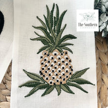 Load image into Gallery viewer, Linen Wreath/Basket Sash - Pineapple Monogram
