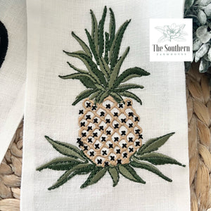 Linen Wreath/Basket Sash - Pineapple Monogram
