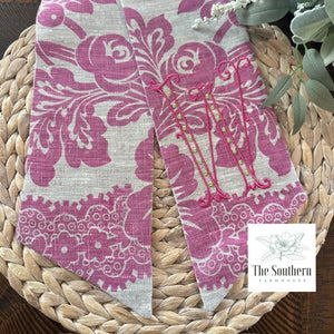 Linen Wreath/Basket Sash - Bold Pink Damask Limited Edition Sash