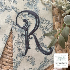 Linen Wreath/Basket Sash - French Blue Chinoiserie Vine Limited Edition