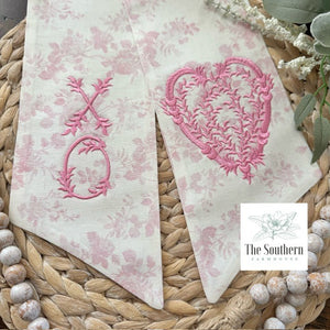 Linen Wreath/Basket Sash - Pink Rose Toile Limited Edition Sash