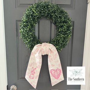 Linen Wreath/Basket Sash - Pink Rose Toile Limited Edition Sash