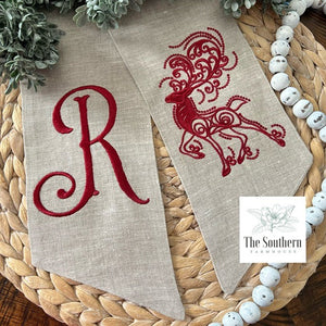 Linen Wreath/Basket Sash - Regal Reindeer