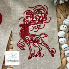 Load image into Gallery viewer, Linen Wreath/Basket Sash - Regal Reindeer
