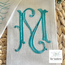 Load image into Gallery viewer, Linen Wreath/Basket Sash - Seahorse Monogram
