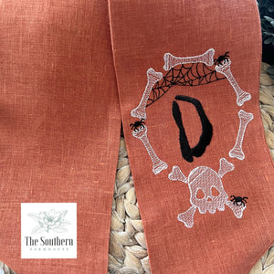 Linen Wreath/Basket Sash - Skull & Bones Monogram
