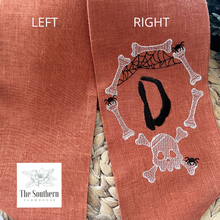 Load image into Gallery viewer, Linen Wreath/Basket Sash - Skull &amp; Bones Monogram
