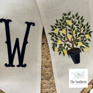 Linen Wreath/Basket Sash - Lemon Tree Monogram