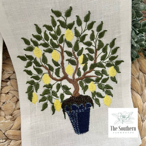 Linen Wreath/Basket Sash - Lemon Tree Monogram