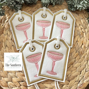 Reusable Gift Tags - Pink Crystal Champagne Coupes