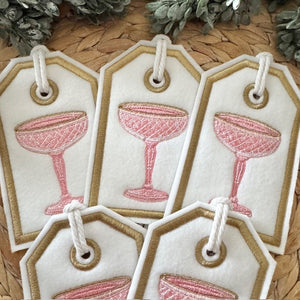 Reusable Gift Tags - Pink Crystal Champagne Coupes