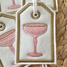 Load image into Gallery viewer, Reusable Gift Tags - Pink Crystal Champagne Coupes

